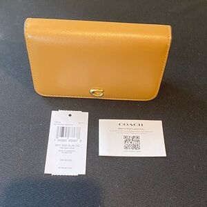 Coach #CR990 honey brown calf leather essentials slim card case